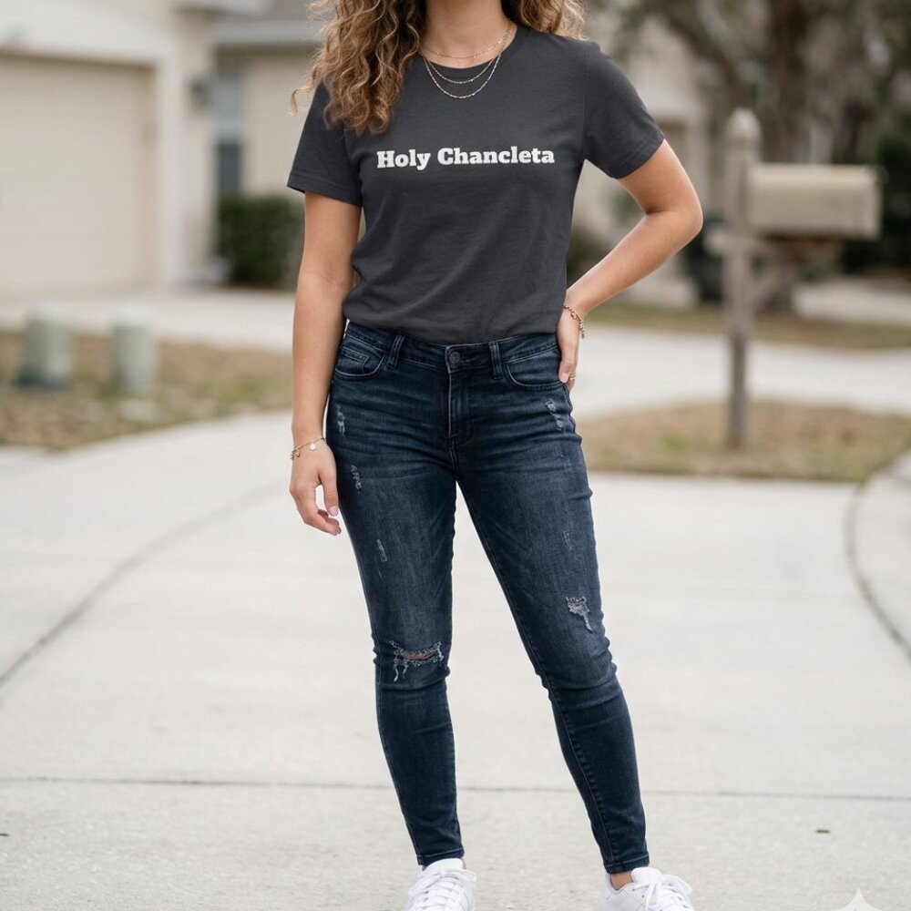 Hispanic Nostalgia, Funny Cultural Humor | Holy Chancleta Premium Gray T-Shirt
